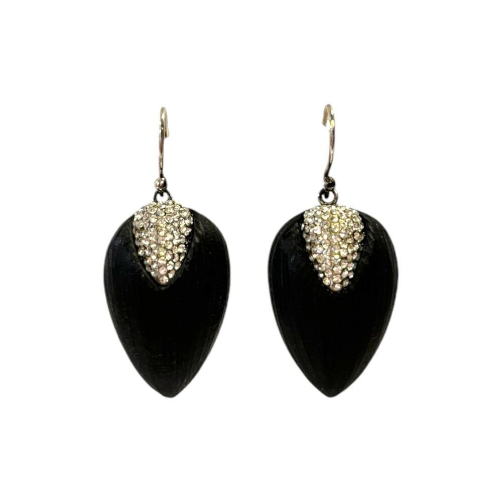 ALEXIS BITTAR Crystal Encrusted Black Lucite Earrings